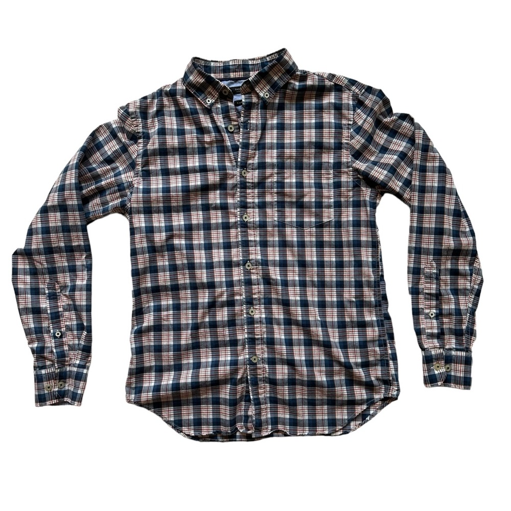 Banana Republic Shirt Mens Camden Fit Size Small Preppy Rustic Plaid Blue Red